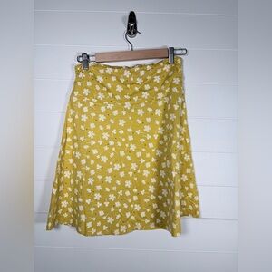 Toad&Co Yellow Floral A-Line Skirt Tencel Organic Cotton Small
